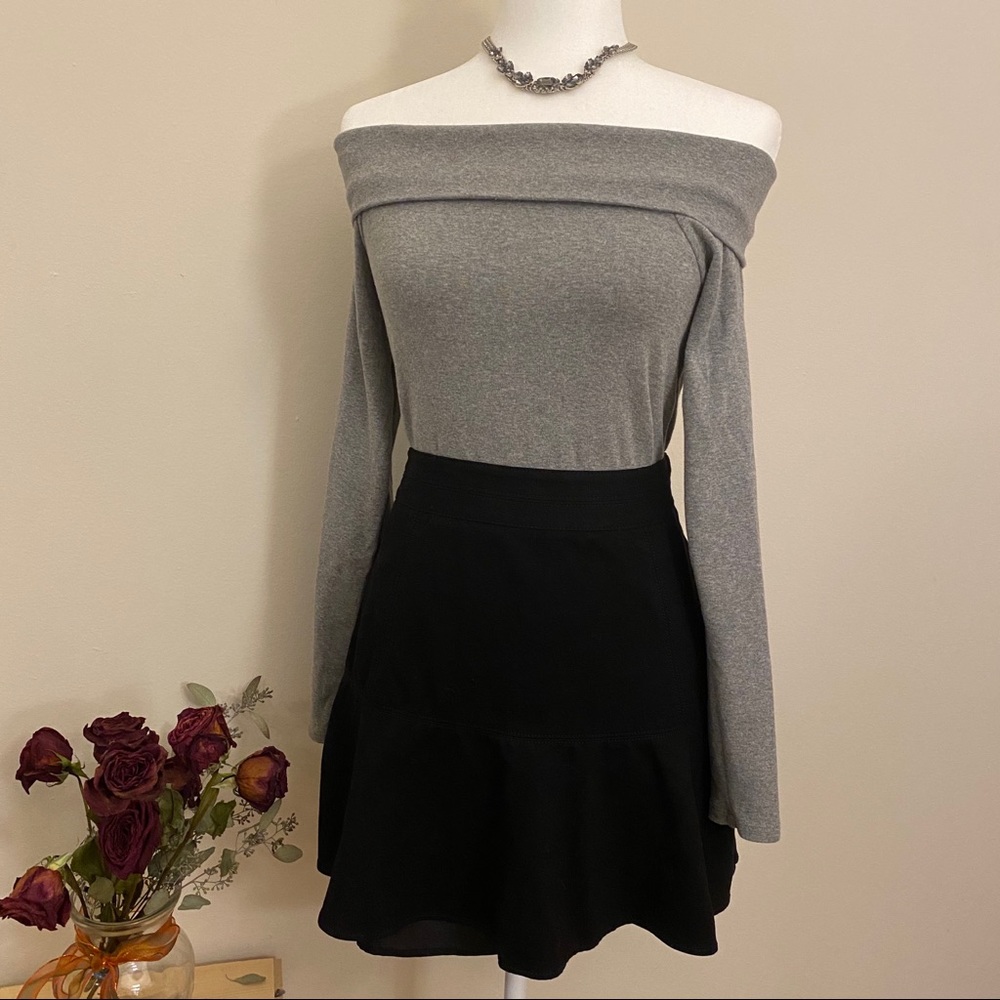 Gray Off the Shoulder Long Sleeve Top by J.crew